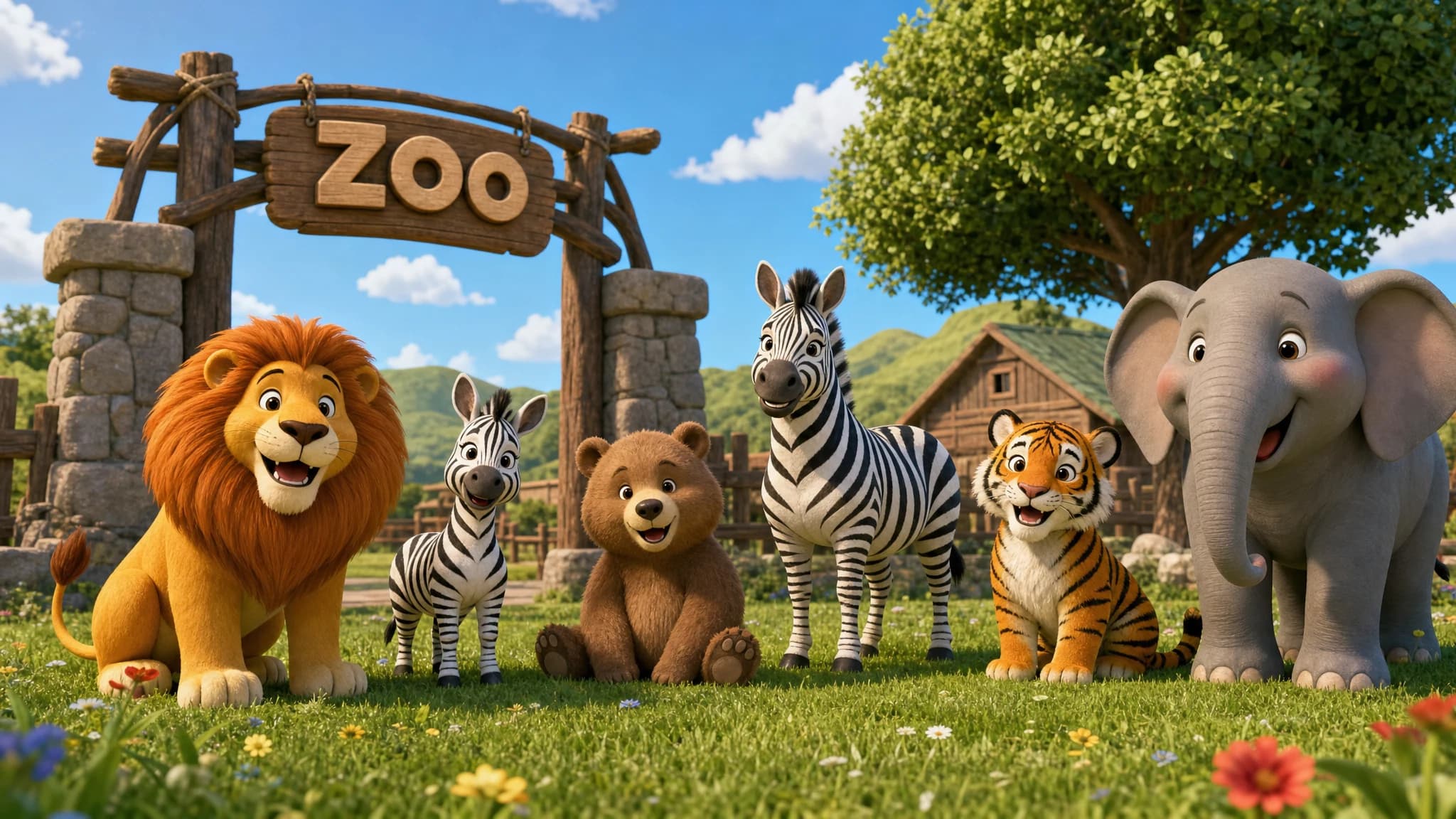 Zoo animals lesson scene