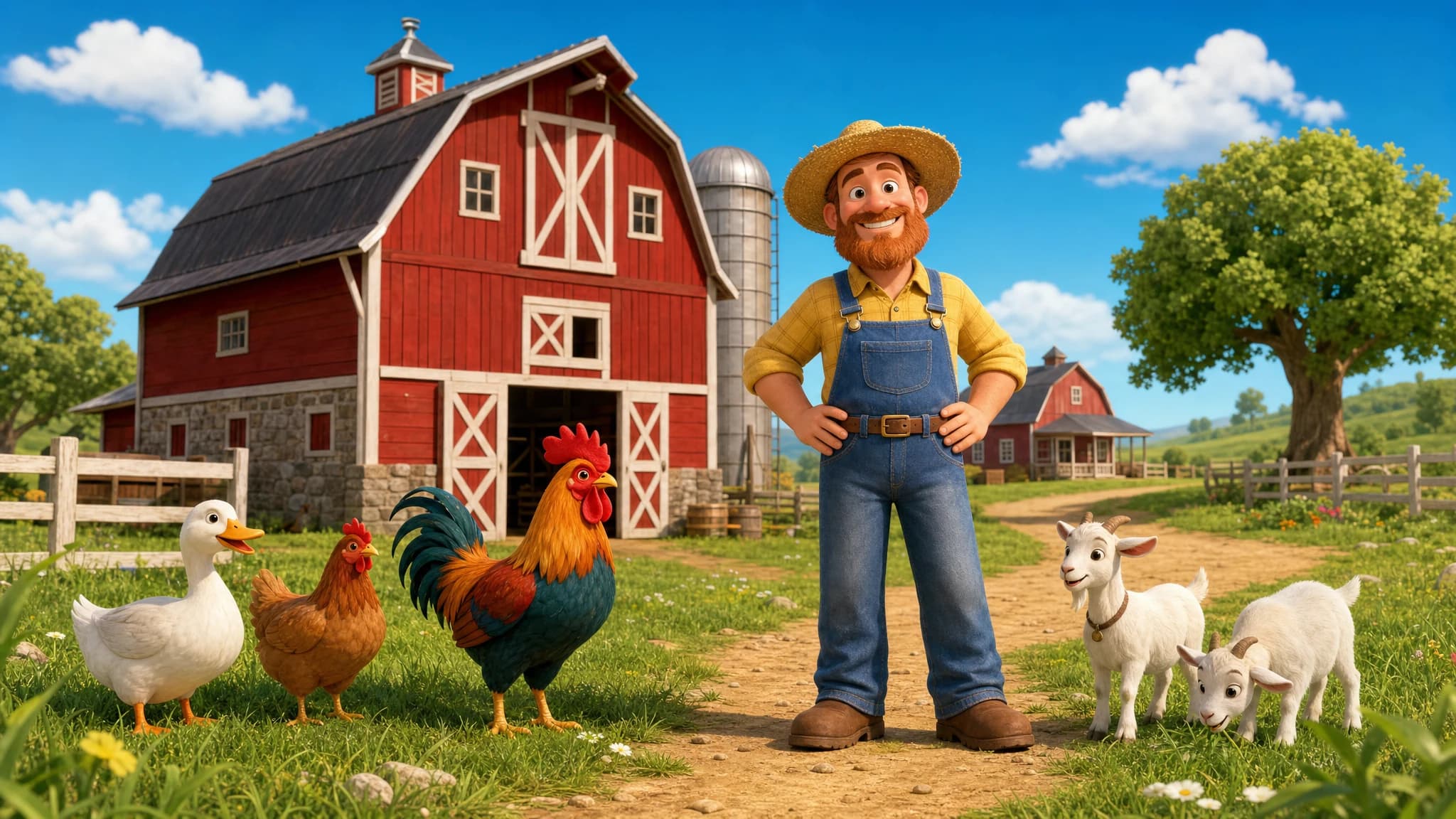Farm animals lesson scene