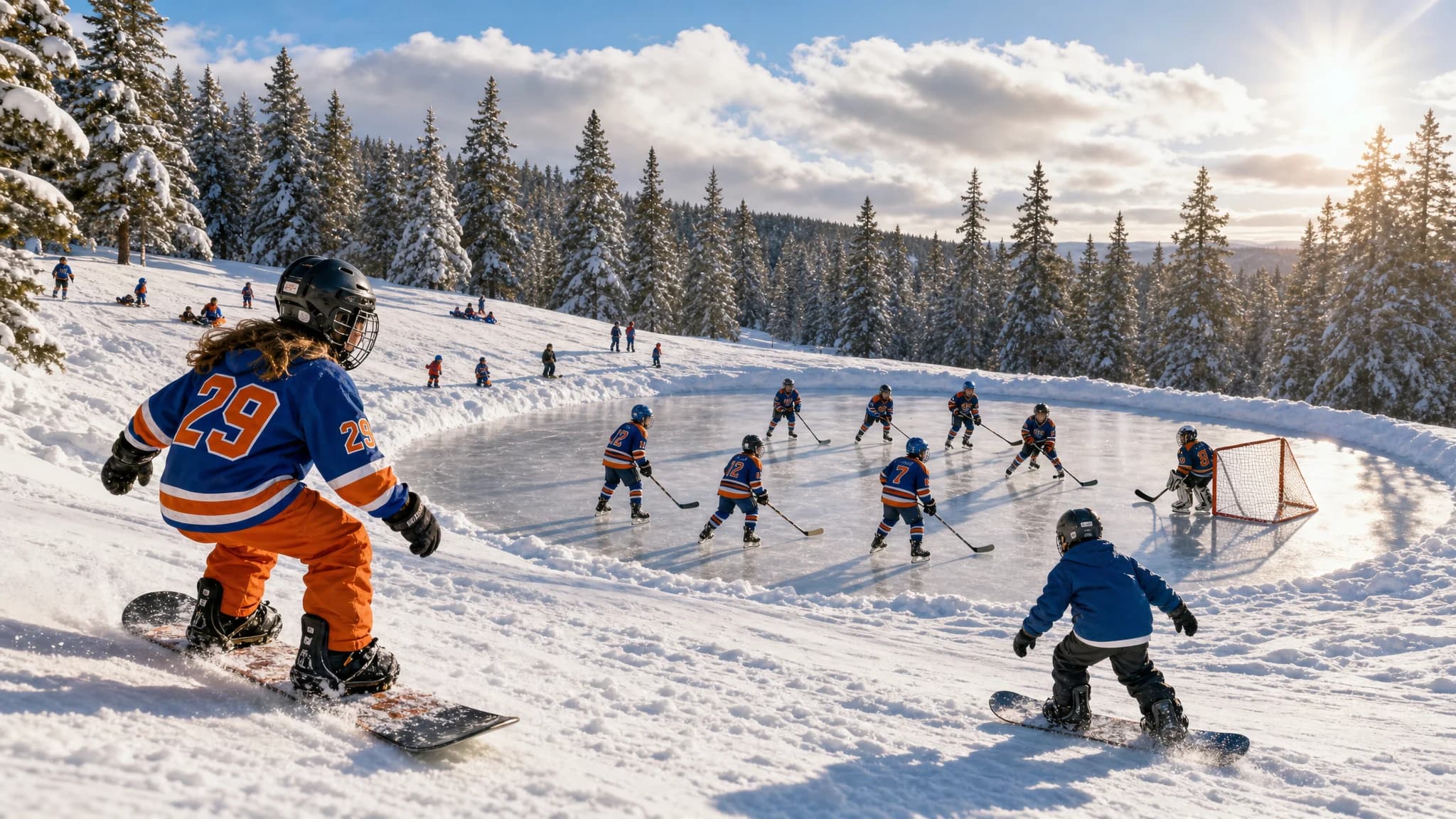 Winter sports lesson scene