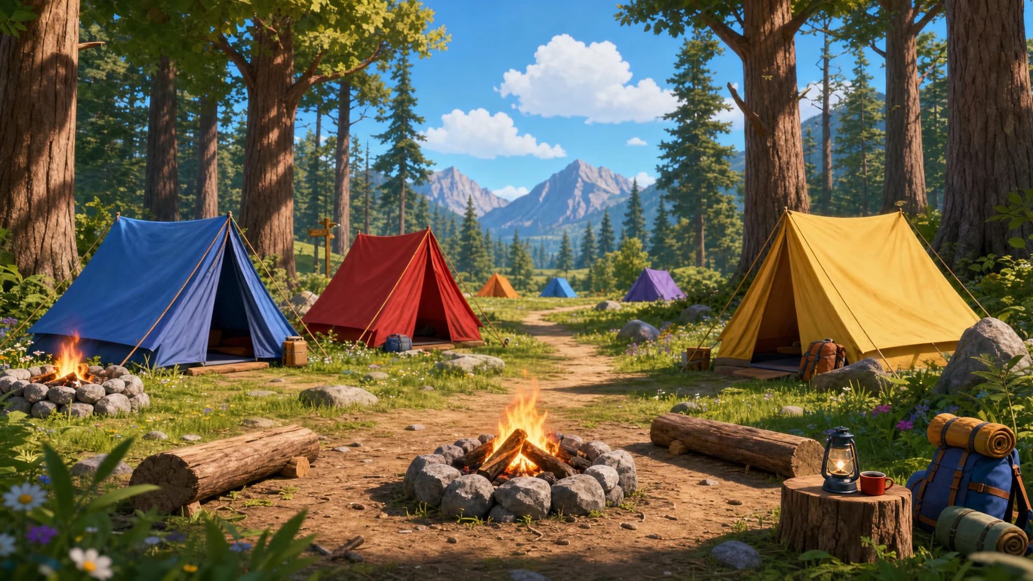 Camping lesson scene